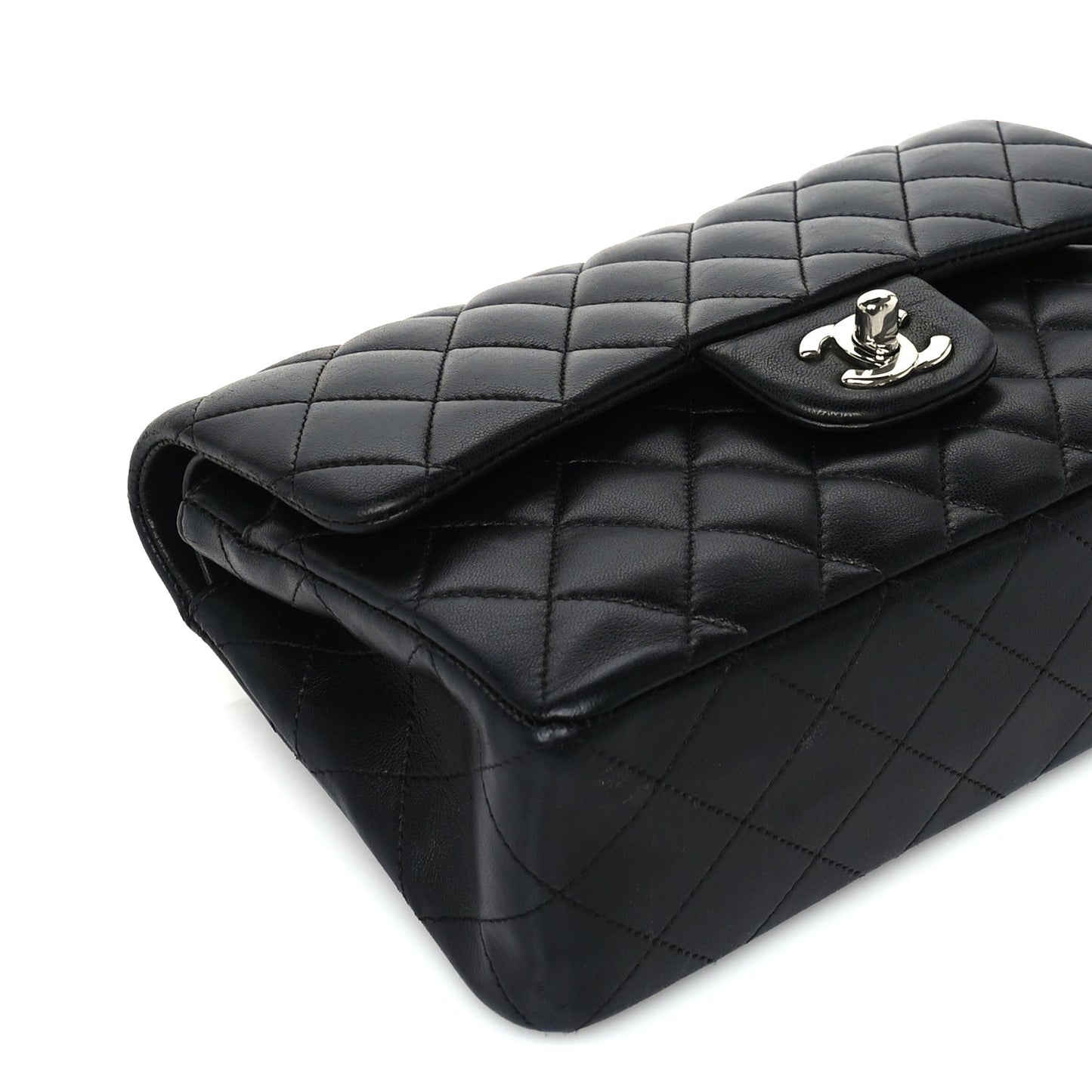 Lambskin Quilted Small Double Flap  Black