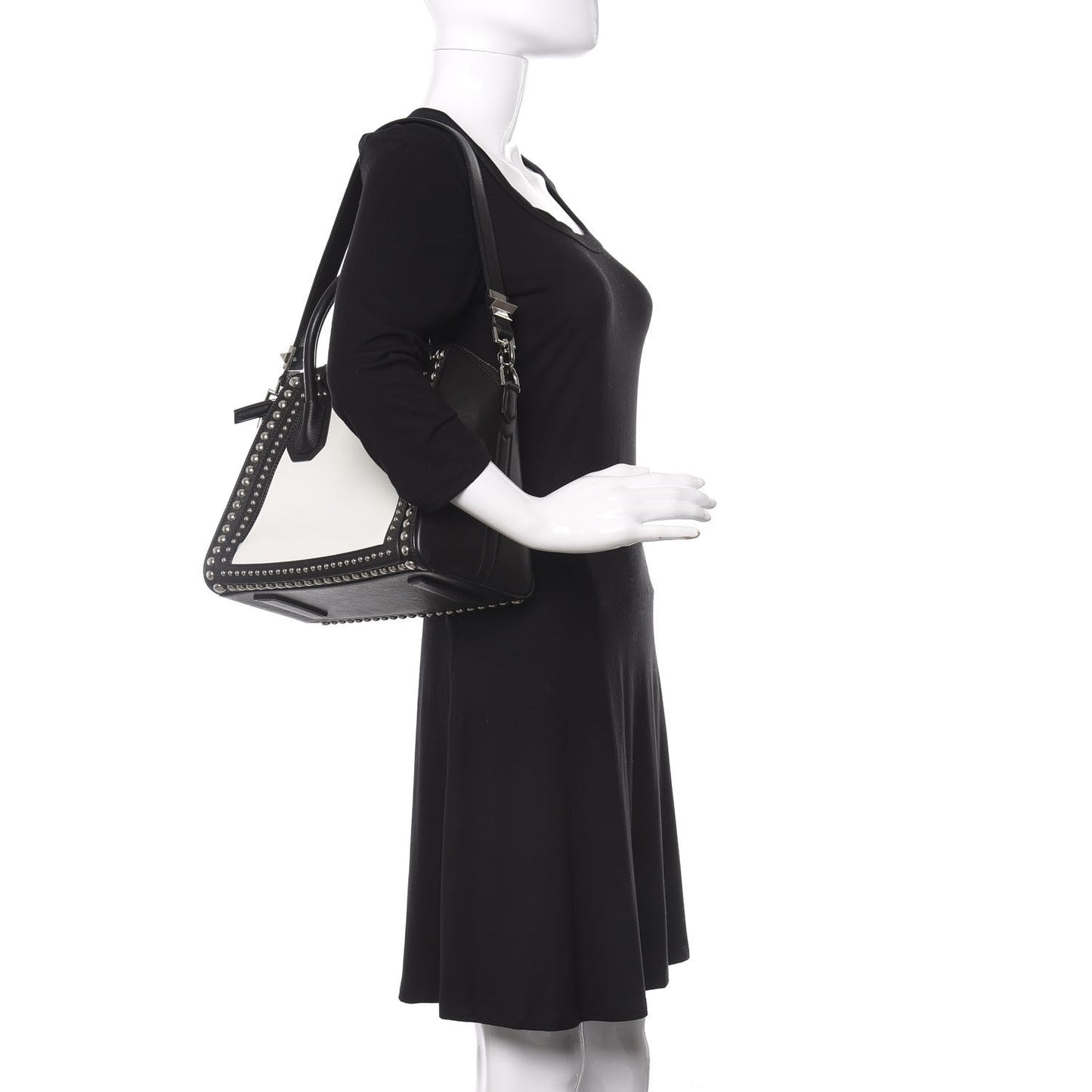 Calfskin Small Studded Bi-Color Antigona Black White