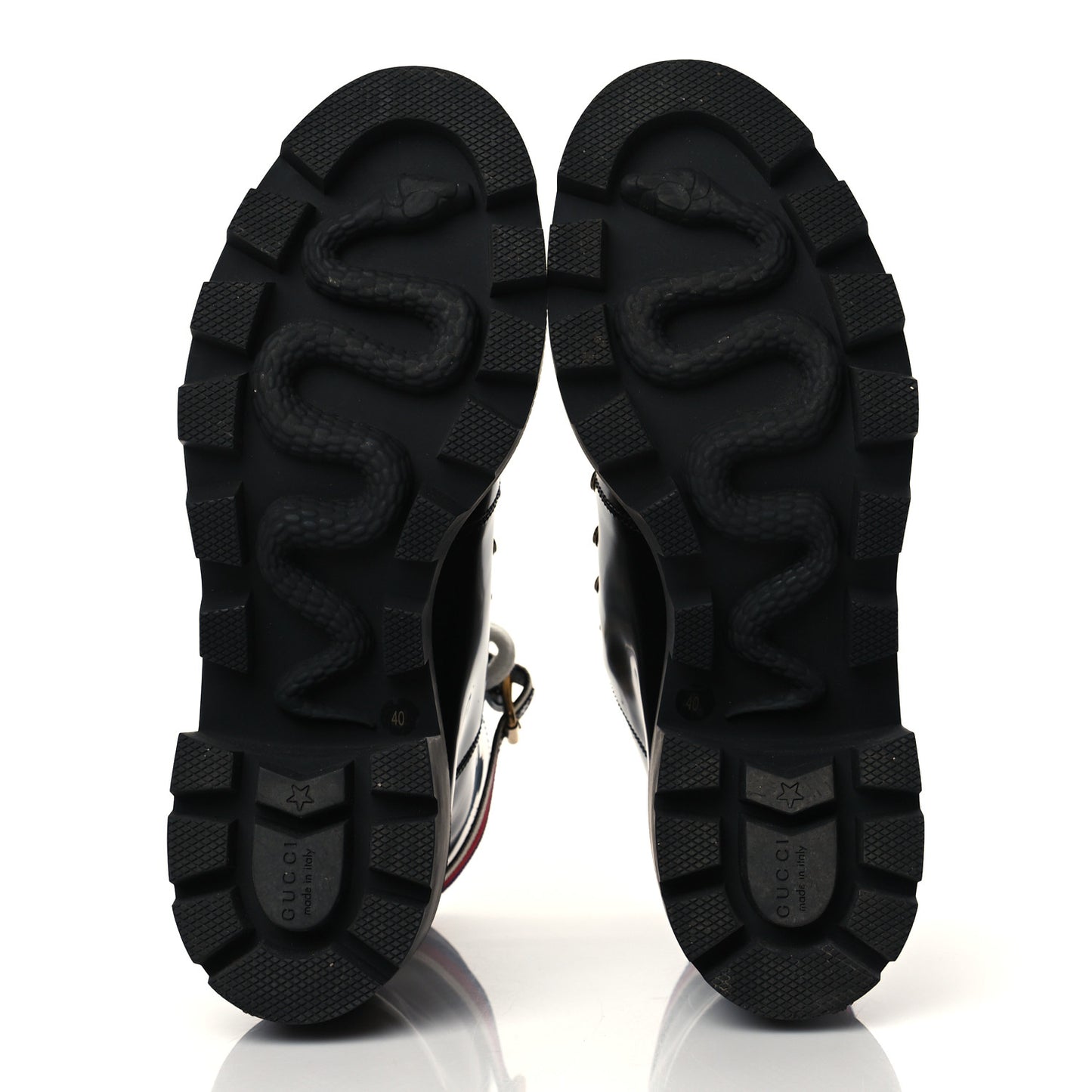 Calfskin Sylvie Web Lace Up Combat Boots 40 Black