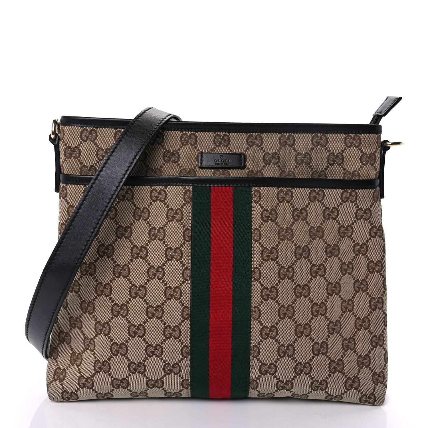 Gucci GG Monogram Web Flat Messenger Bag  Black 1 of 8