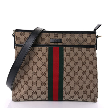 Gucci GG Monogram Web Flat Messenger Bag  Black 1 of 8