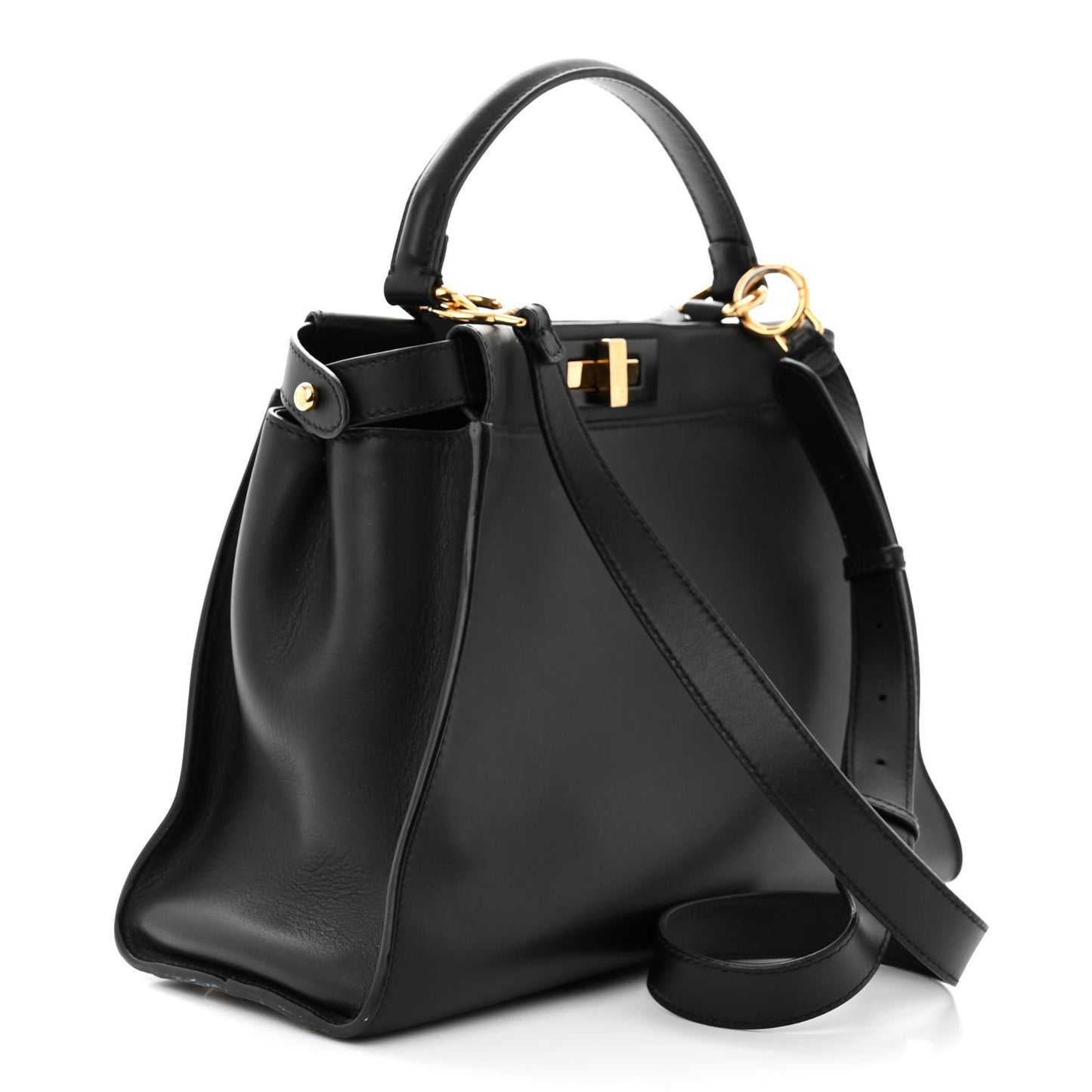 Vitello Seta Shiny Nappa Medium Peekaboo Iconic Satchel Black