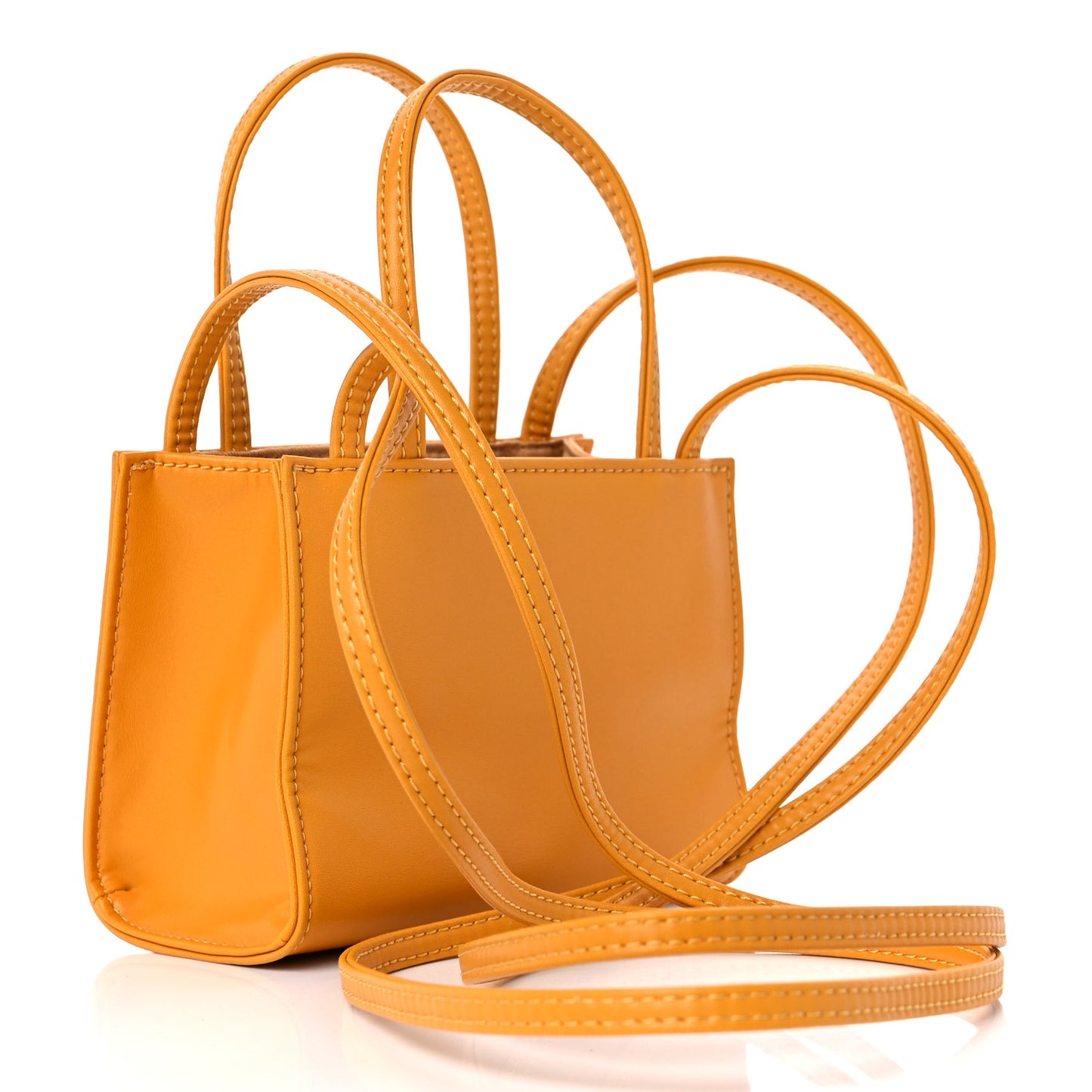 Vegan Leather Small Shopping Bag Mustard