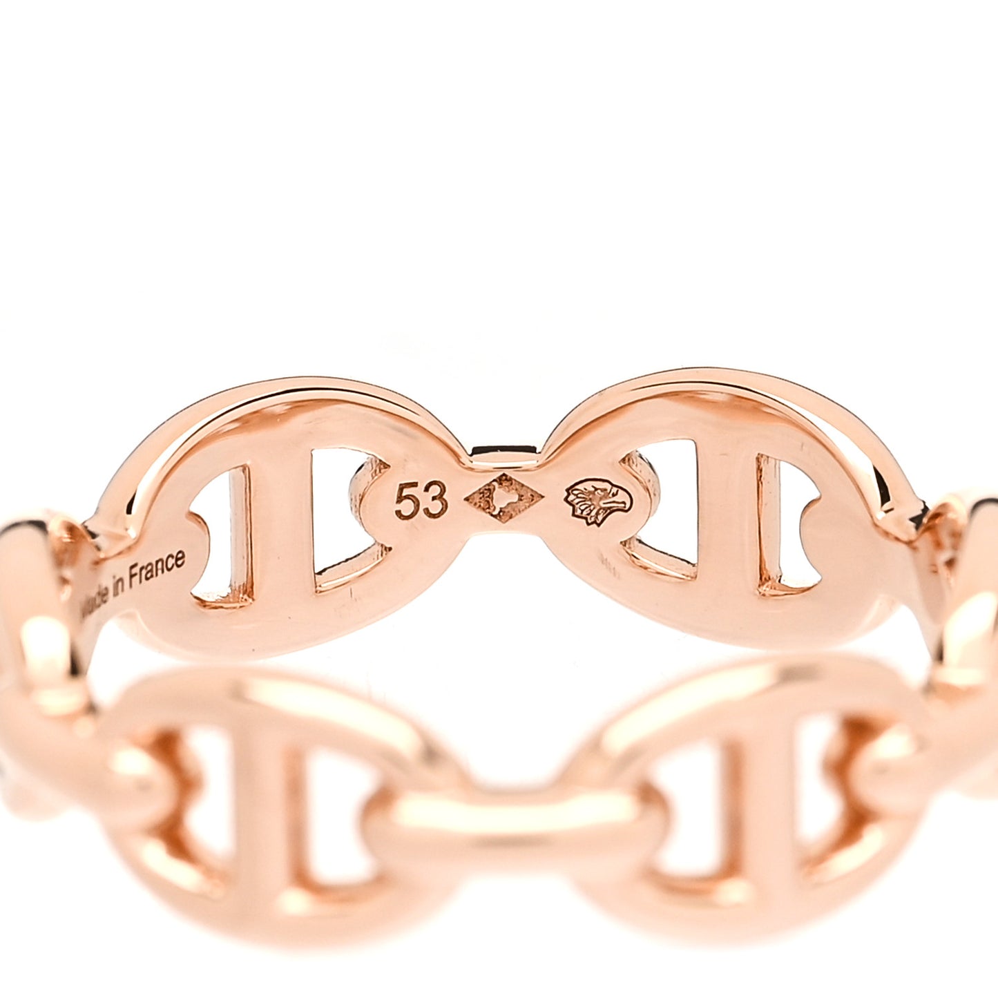 18K Rose Gold PM Chaine D'Ancre Enchainee Ring 53 6.5