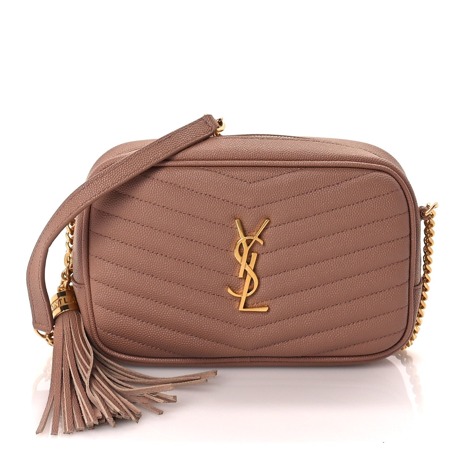 Saint Laurent Grain De Poudre Matelasse Monogram Mini Lou Camera Bag  Vintage Peach 1 of 8
