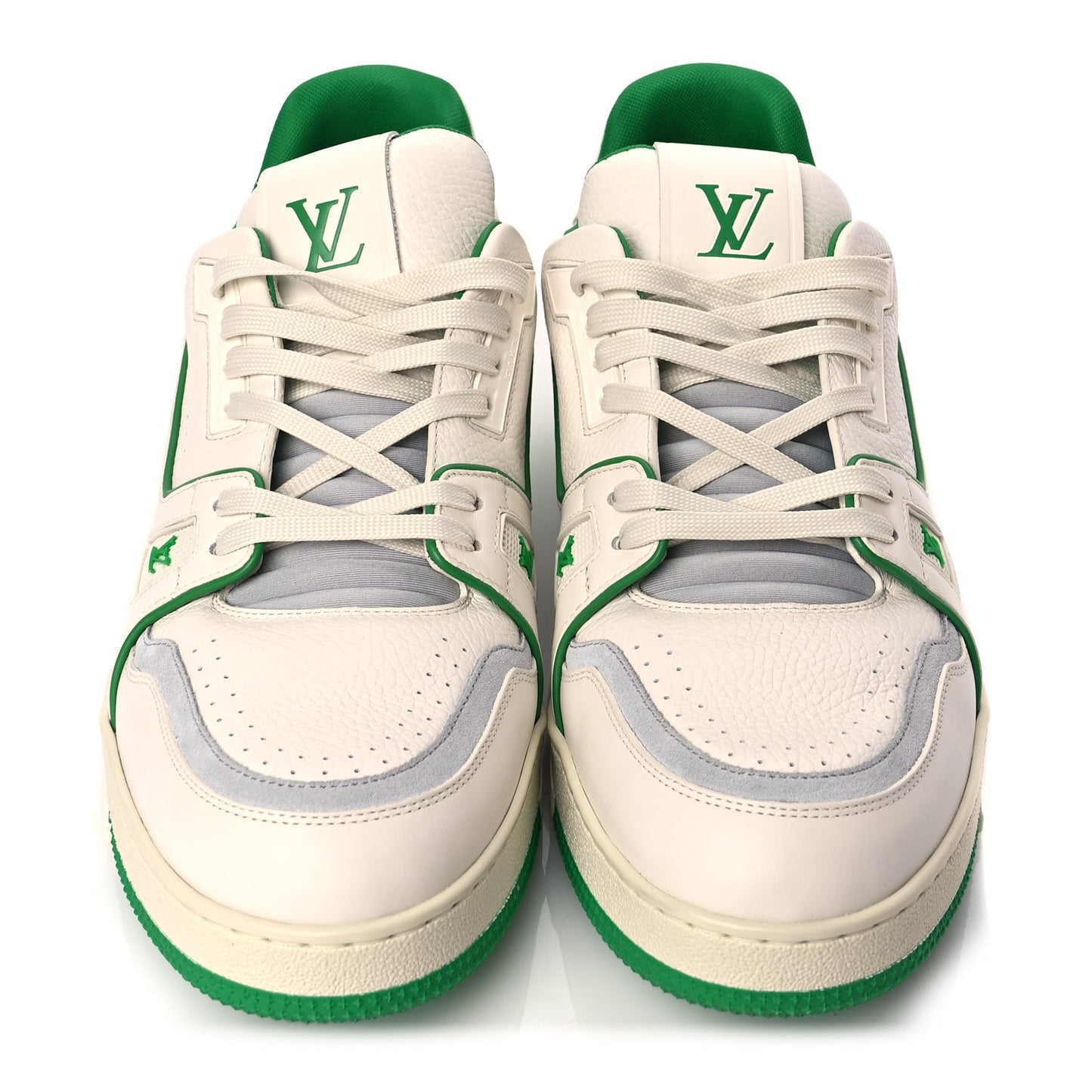 Grained Calfskin Script Mens LV Trainer Sneakers 10 Green