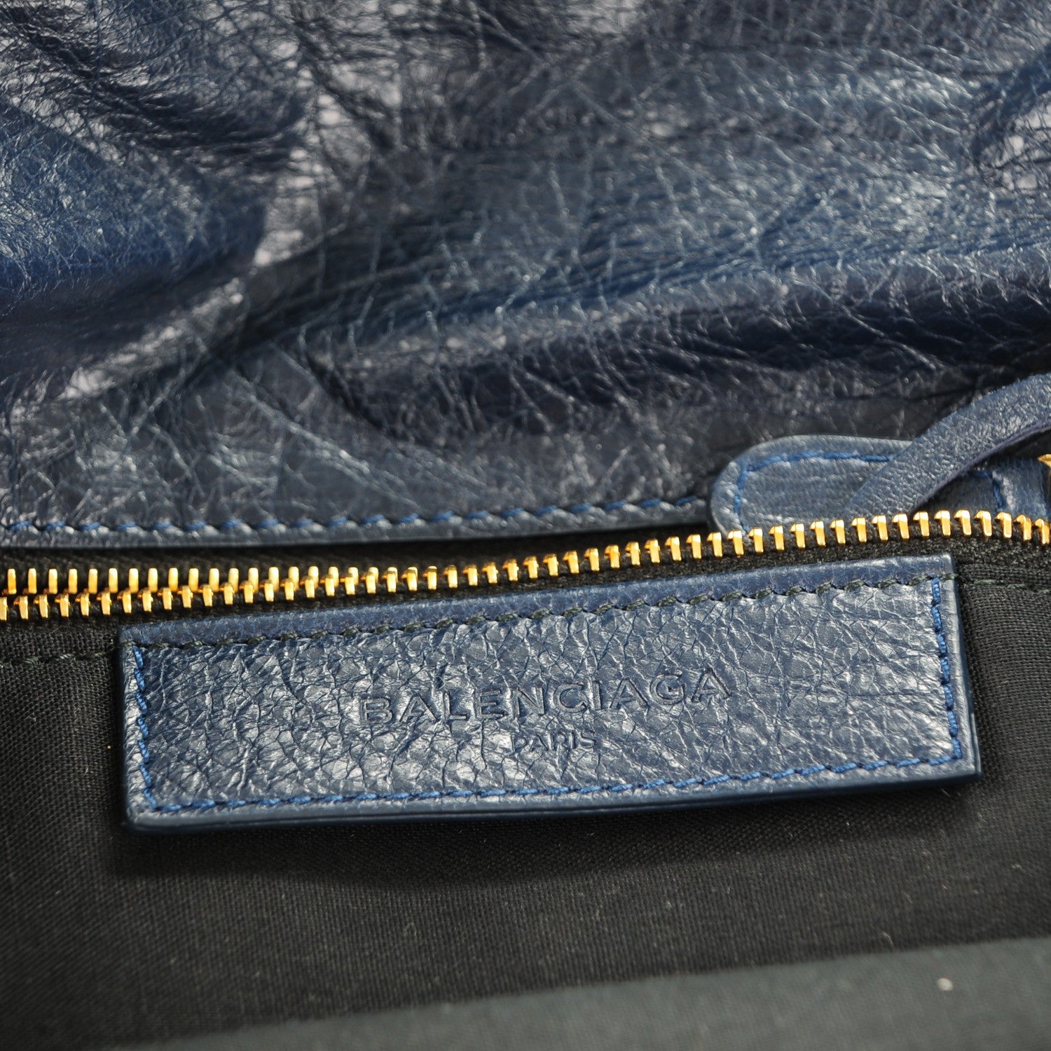 Balenciaga Agneau Giant 12 Gold Hardware Envelope Strap Clutch Bleu Obscur 6 of 7