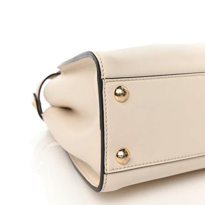 Fendi Vitello Seta Suede FF Mini Peekaboo Iconic Satchel Uovo Sigaro Marrone 9 of 11