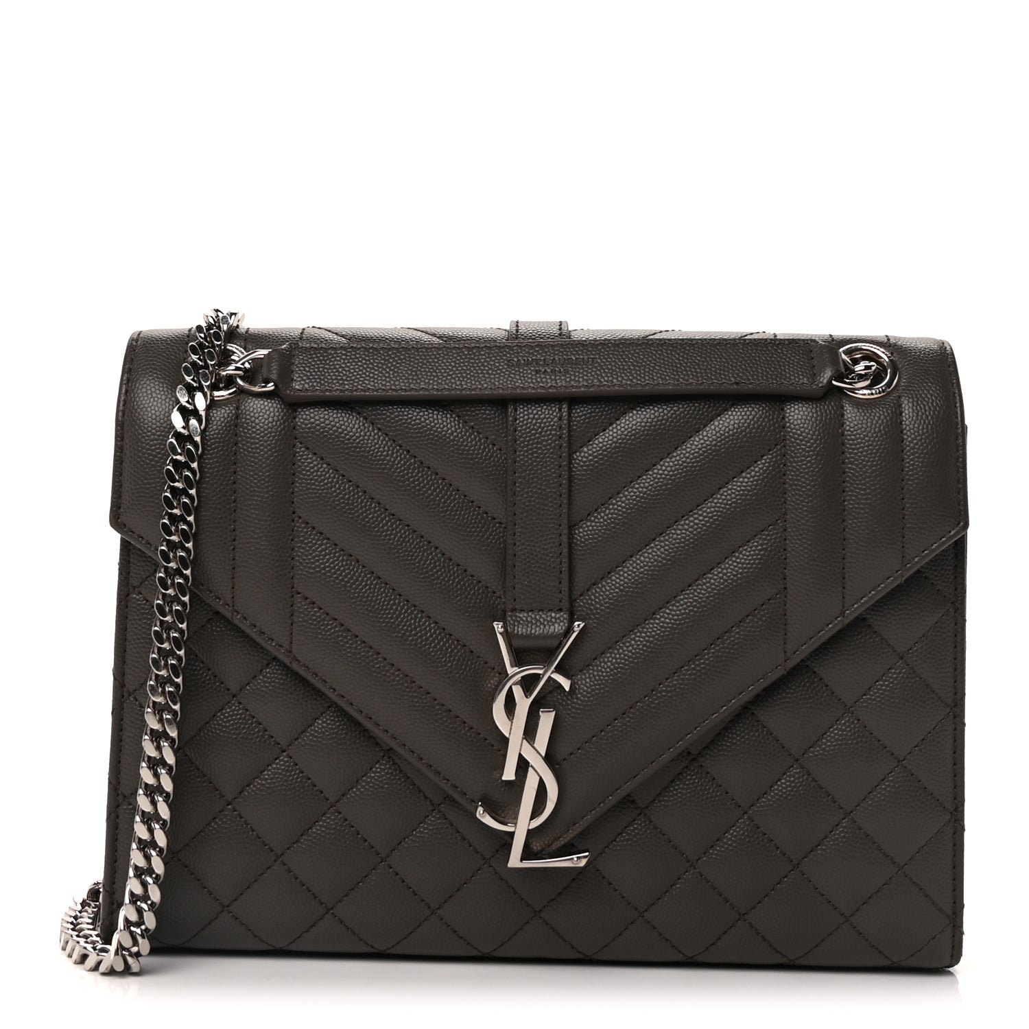 Saint Laurent Grain De Poudre Textured Mixed Matelasse Medium Triquilt Monogram Satchel  Earth 1 of 8