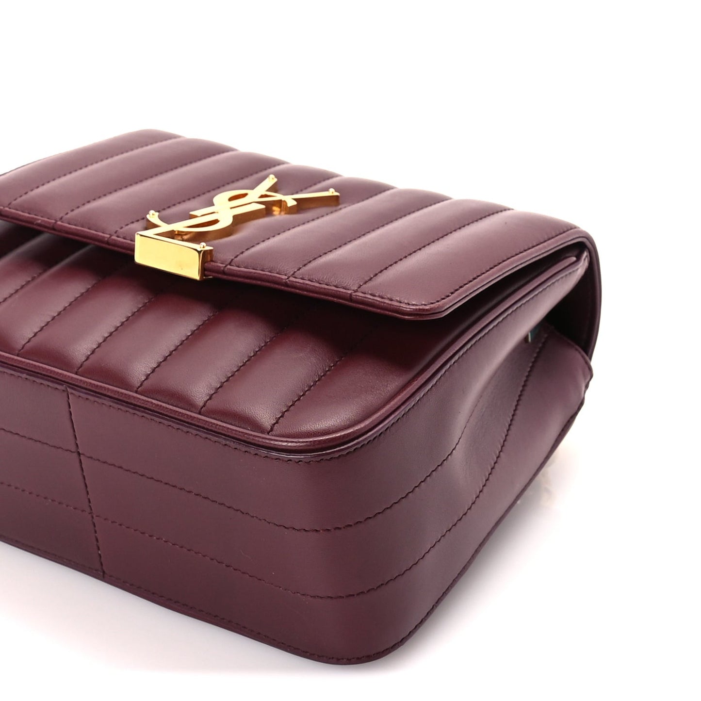 Lambskin Matelasse Monogram Medium Vicky Chain Bag Dark Legion Red