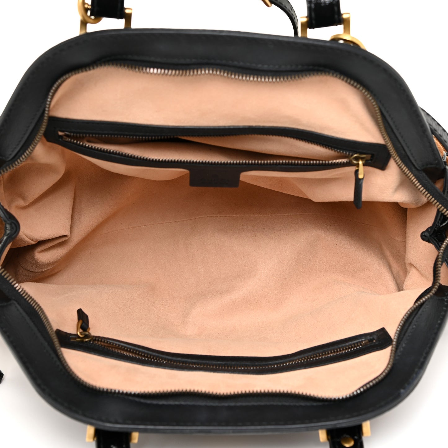 Suede Ophidia Medium Re(Belle) Top Handle Bag Nocciola Black