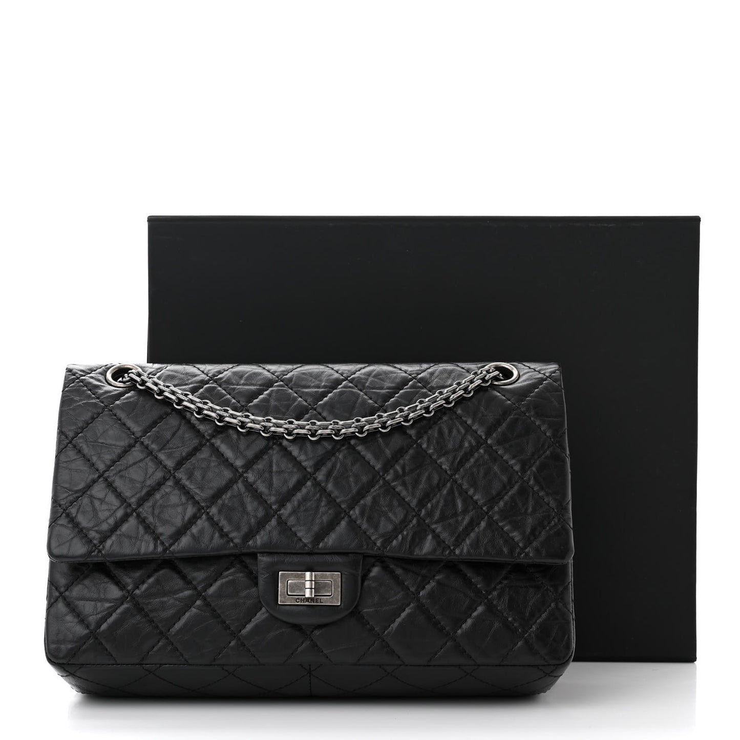 Aged Calfskin Quilted 2.55 Reissue 226 Flap Black