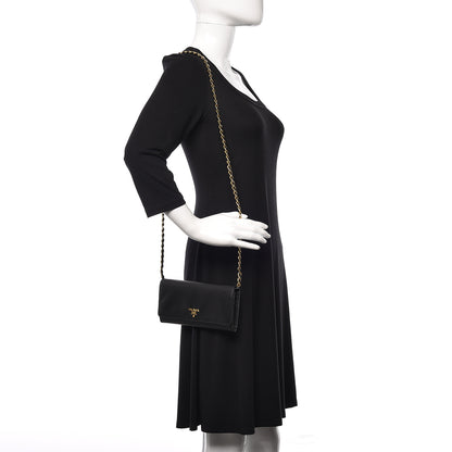 Prada Saffiano Metal Oro Chain Wallet Black 2 of 11