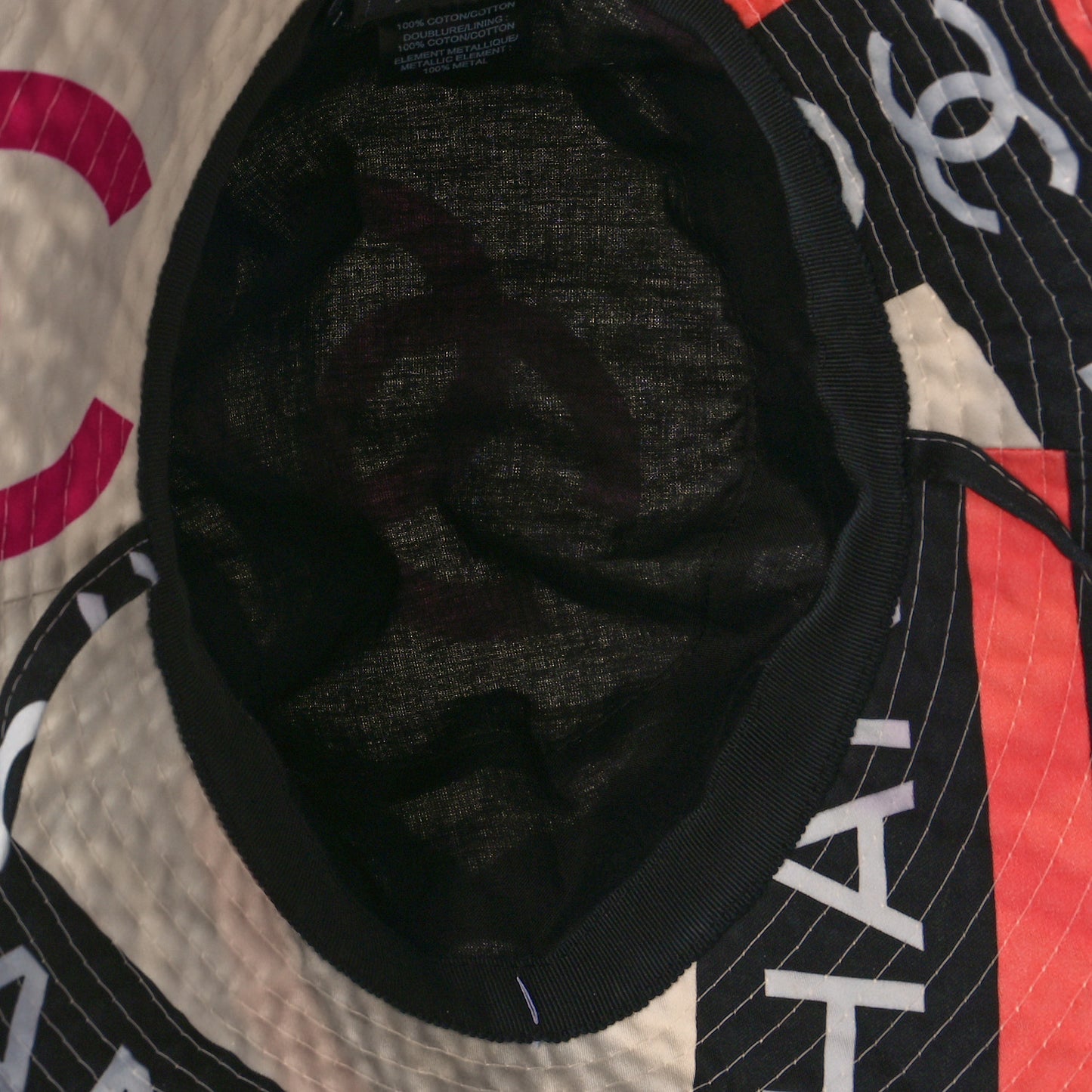 Cotton Logo Cloche Hat S Ecru Black Pink