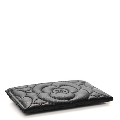 Chanel Caviar Camellia Embossed Card Holder Black 4 of 8