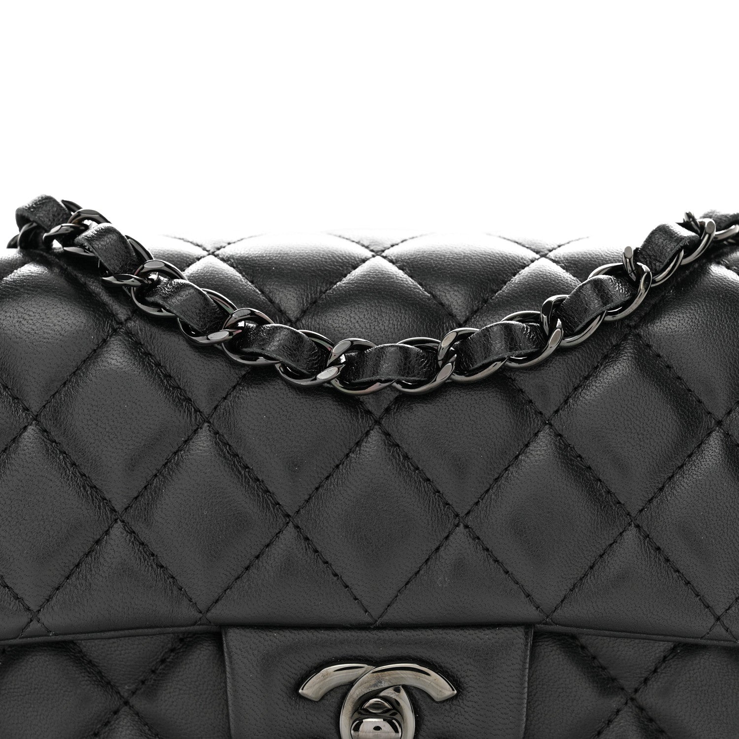 Chanel Lambskin Quilted Mini Rectangular Flap So Black 8 of 12