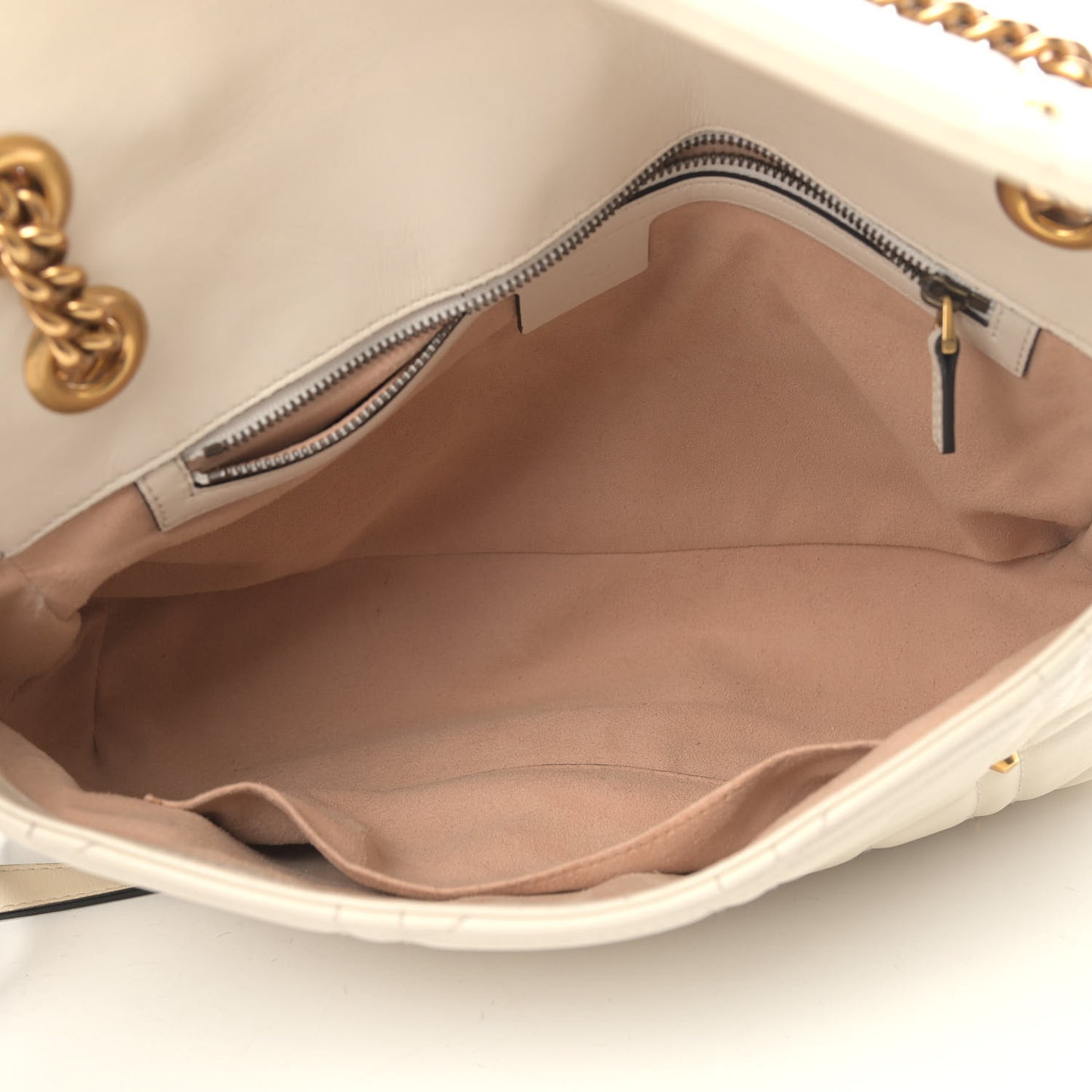 Calfskin Matelasse Studded Medium GG Marmont Shoulder Bag White