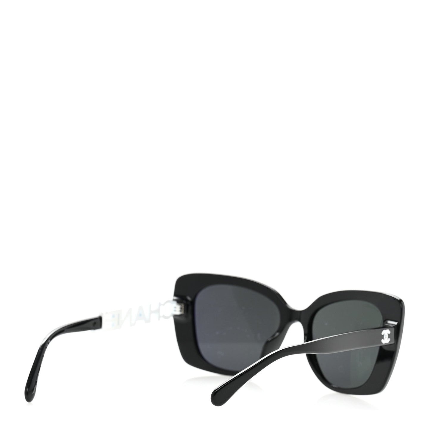 Acetate Strass Square Sunglasses 5422-B-A Black White