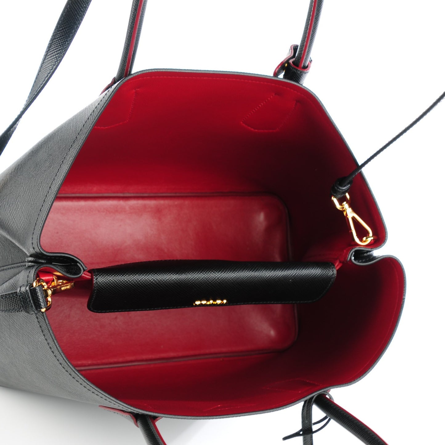 Saffiano Cuir Large Double Bag Nero Black