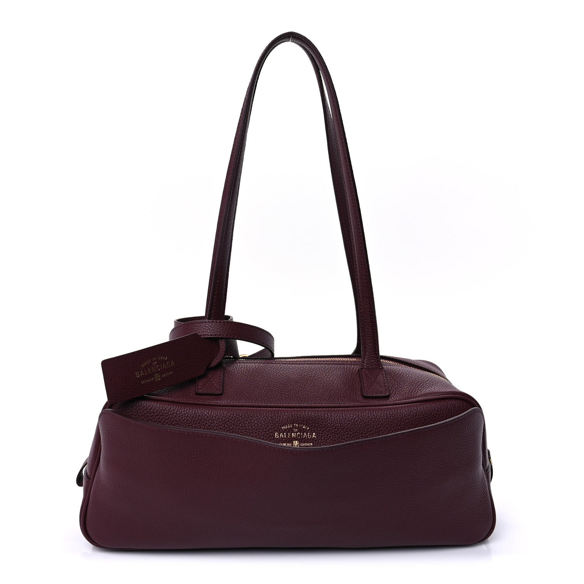 Grained Calfskin Small Carrie Bowling Bag Burgundy