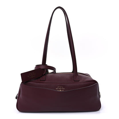 Balenciaga Grained Calfskin Small Carrie Bowling Bag Burgundy 1 of 8