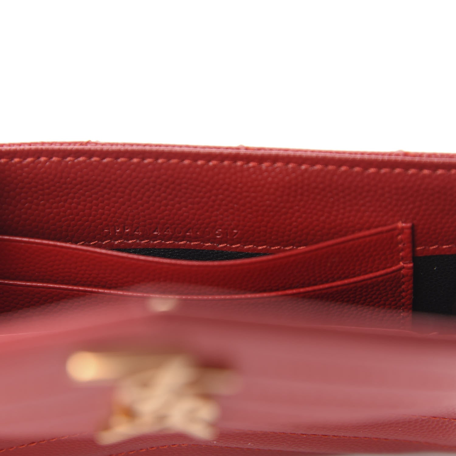 Saint Laurent Grain De Poudre Matelasse Chevron Small Monogram Envelope Wallet New Red 7 of 7
