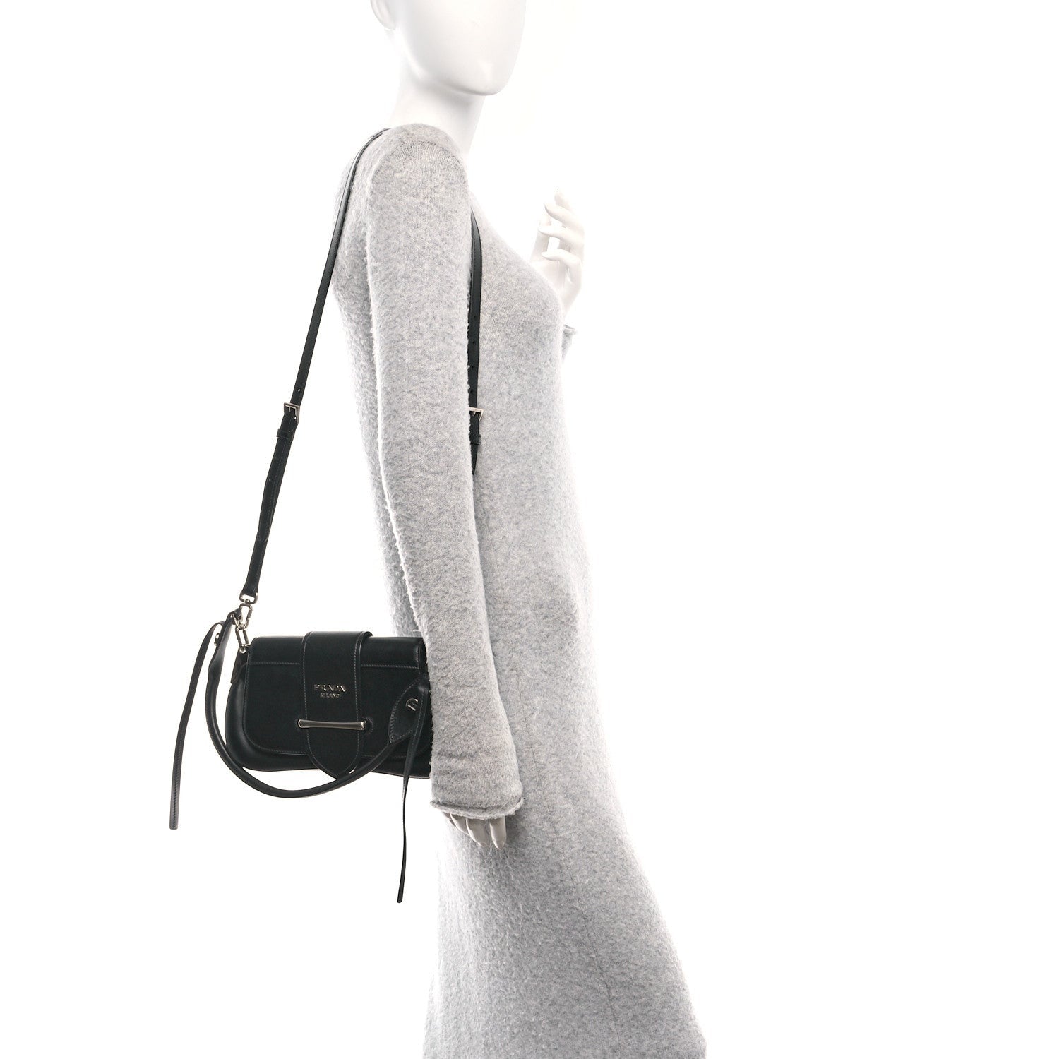 Prada City Calfskin Sidonie Shoulder Bag Black 2 of 7
