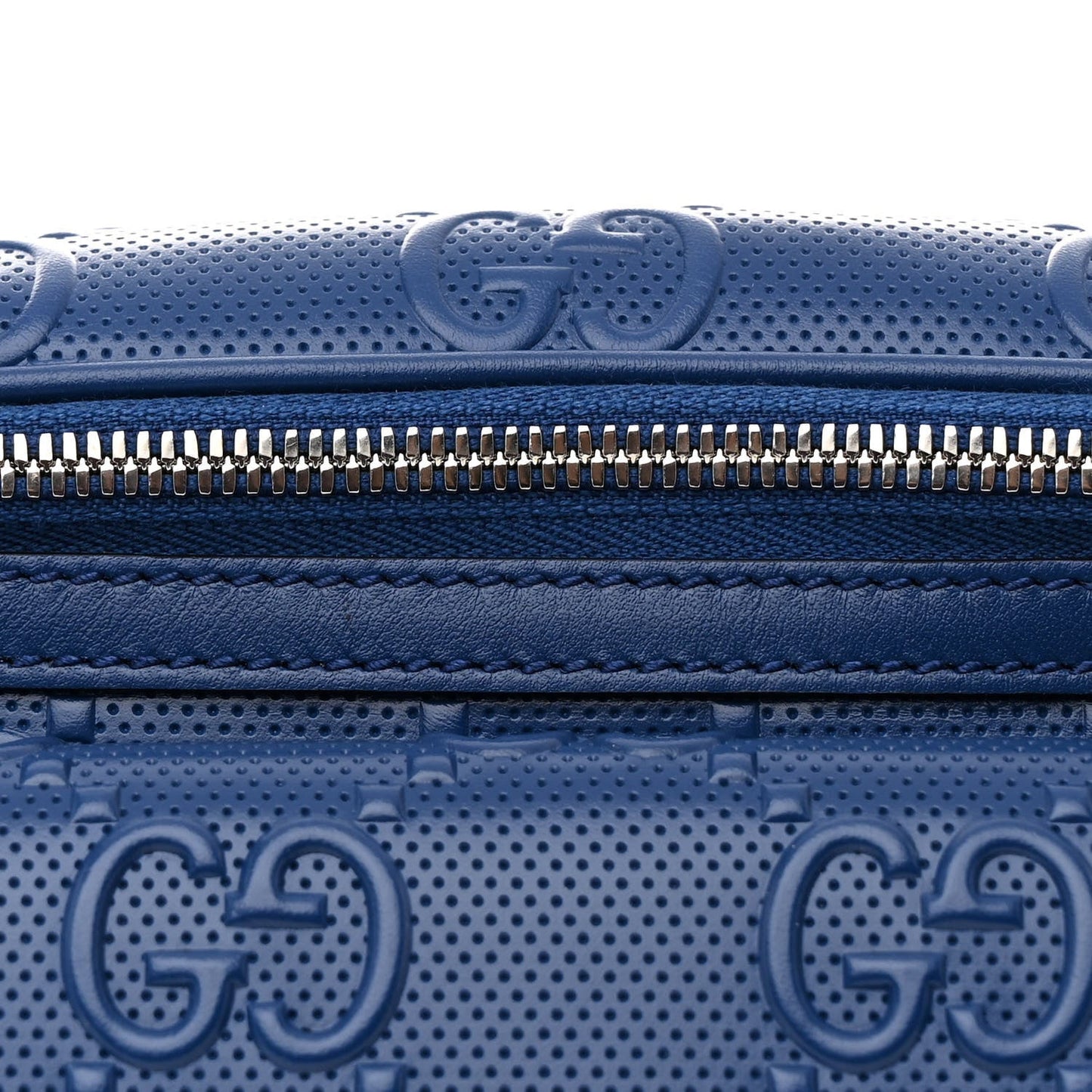 Calfskin GG Tennis Embossed Pocket Belt Bag Metal Blue