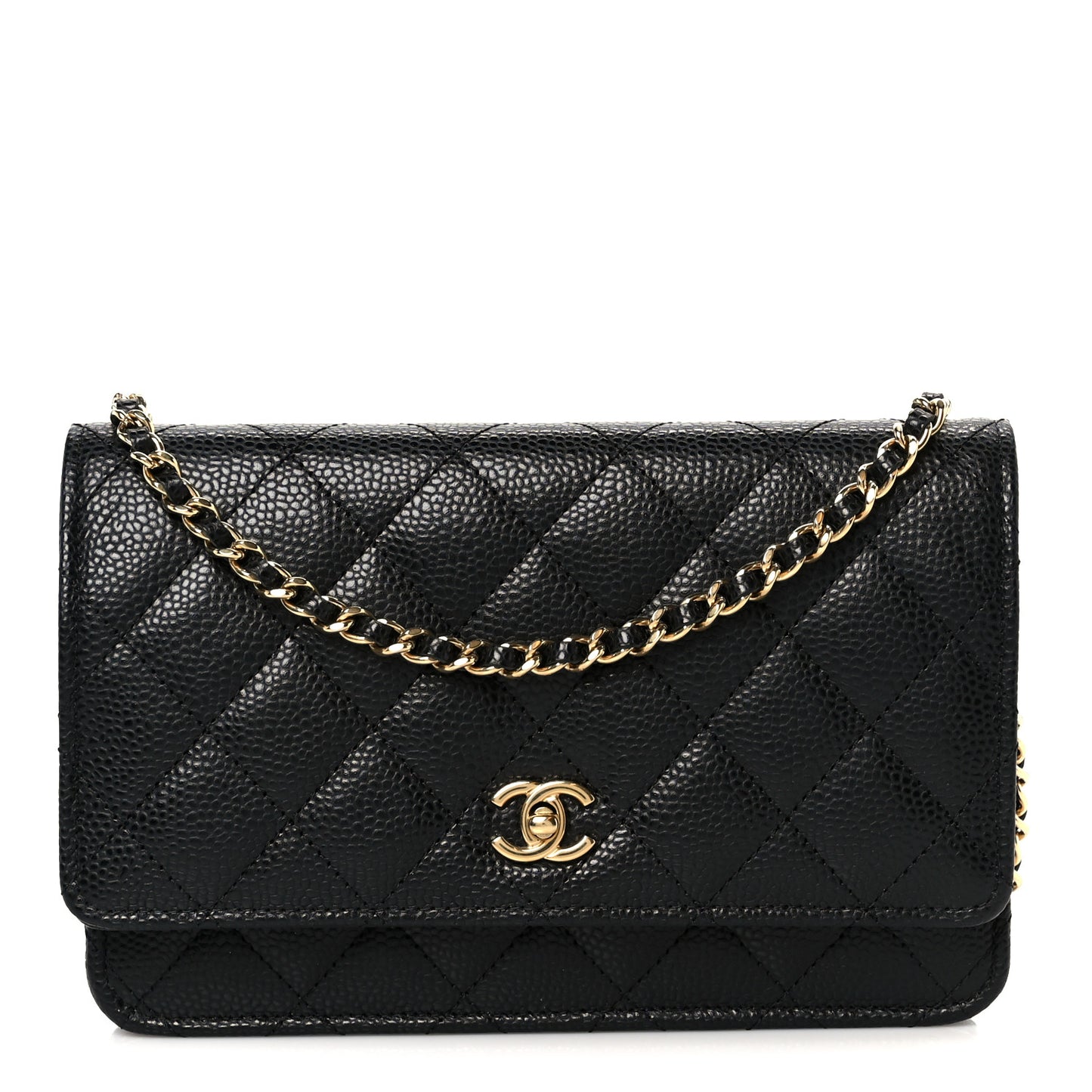 Caviar Quilted CC Turnlock Wallet On Chain WOC Black