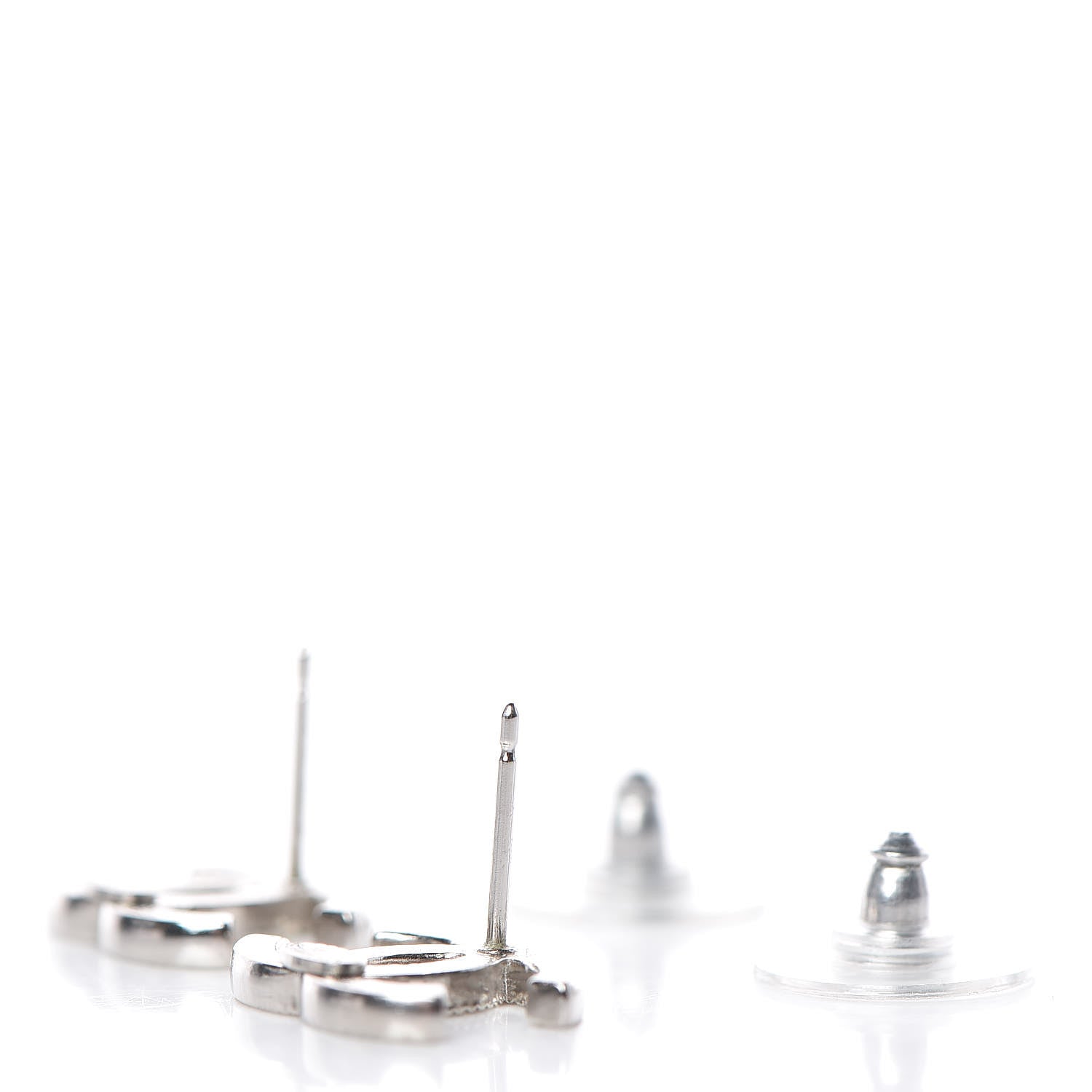 Chanel Crystal Timeless CC Earrings Silver 4 of 5