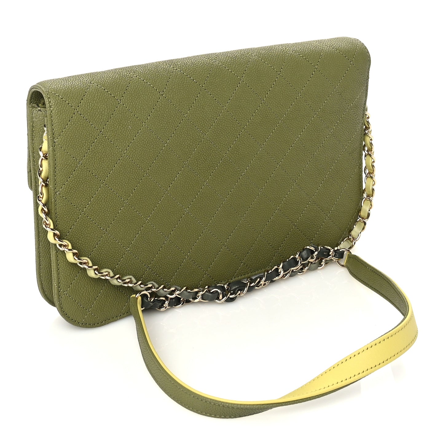 Grained Calfskin Quilted Cuba Flap Khaki