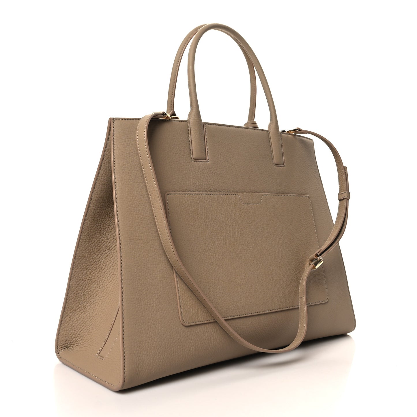 Grained Calfskin Medium Frances Tote Oat Beige