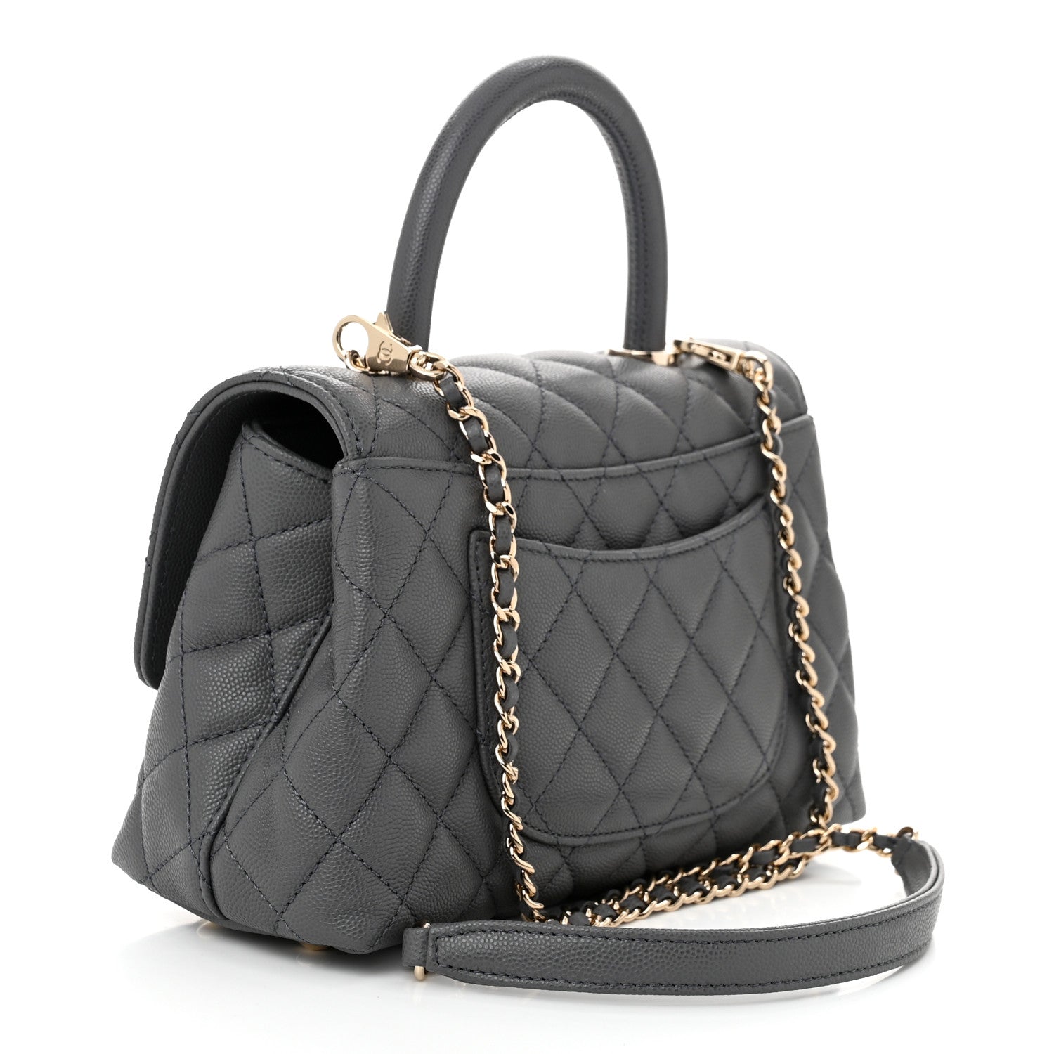 Chanel Caviar Quilted Mini Coco Handle Flap Grey 3 of 11