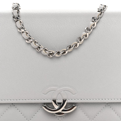 Chanel Grained Calfskin Quilted CC Box Wallet On Chain WOC Grey 7 of 9