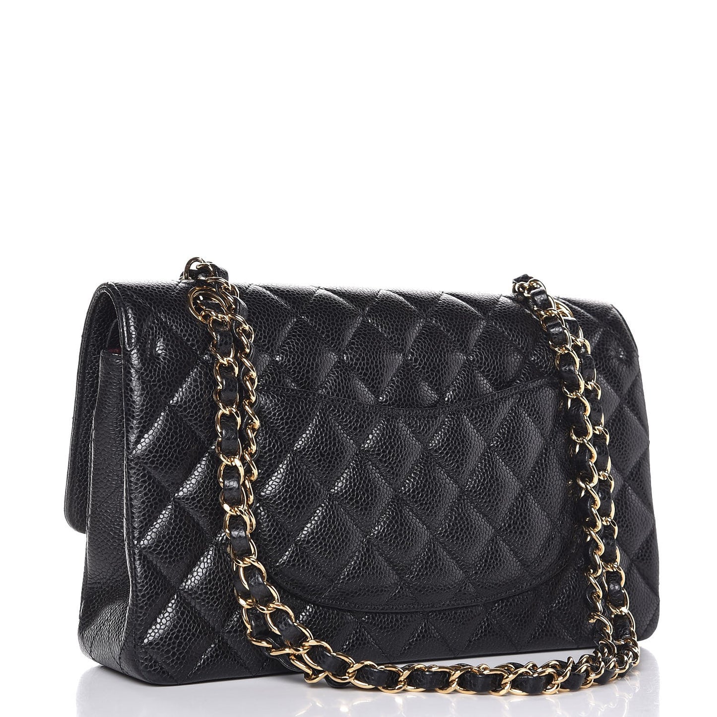 Caviar Quilted Medium Double Flap Black