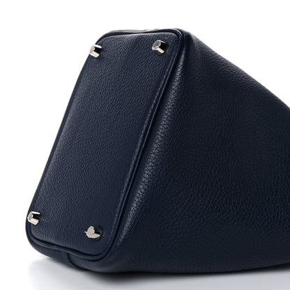 Hermes Taurillon Clemence Swift Eclat Picotin Lock 18 PM Bleu Nuit Rose Pourpre 9 of 9