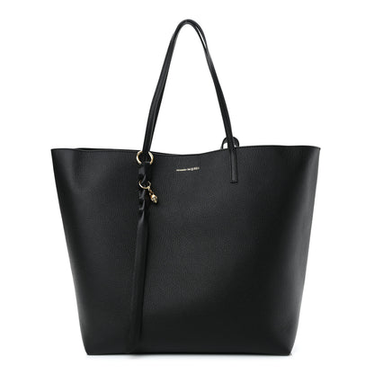 Alexander McQueen Grained Calfskin Skull Open Shopper Tote Black 3 of 11