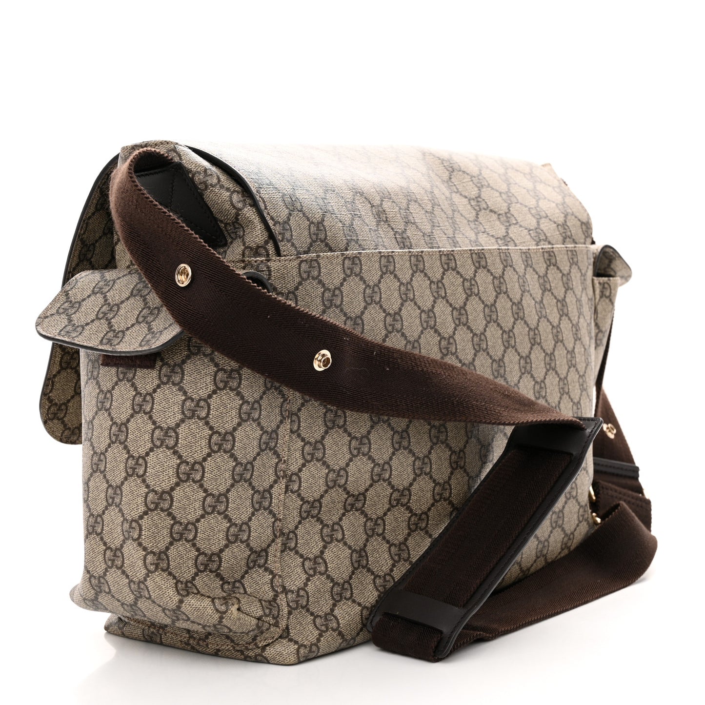 GG Plus Monogram Messenger Diaper Bag Dark Brown