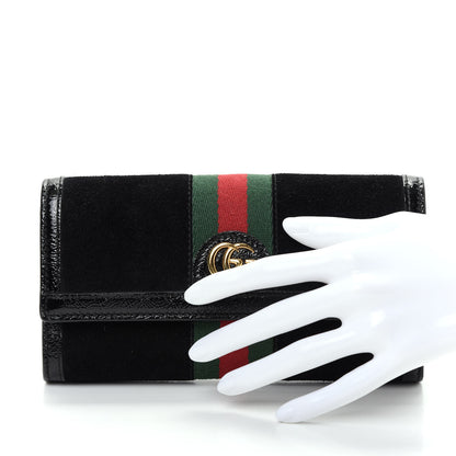 Gucci Suede Patent GG Web Ophidia Continental Wallet Black 2 of 8