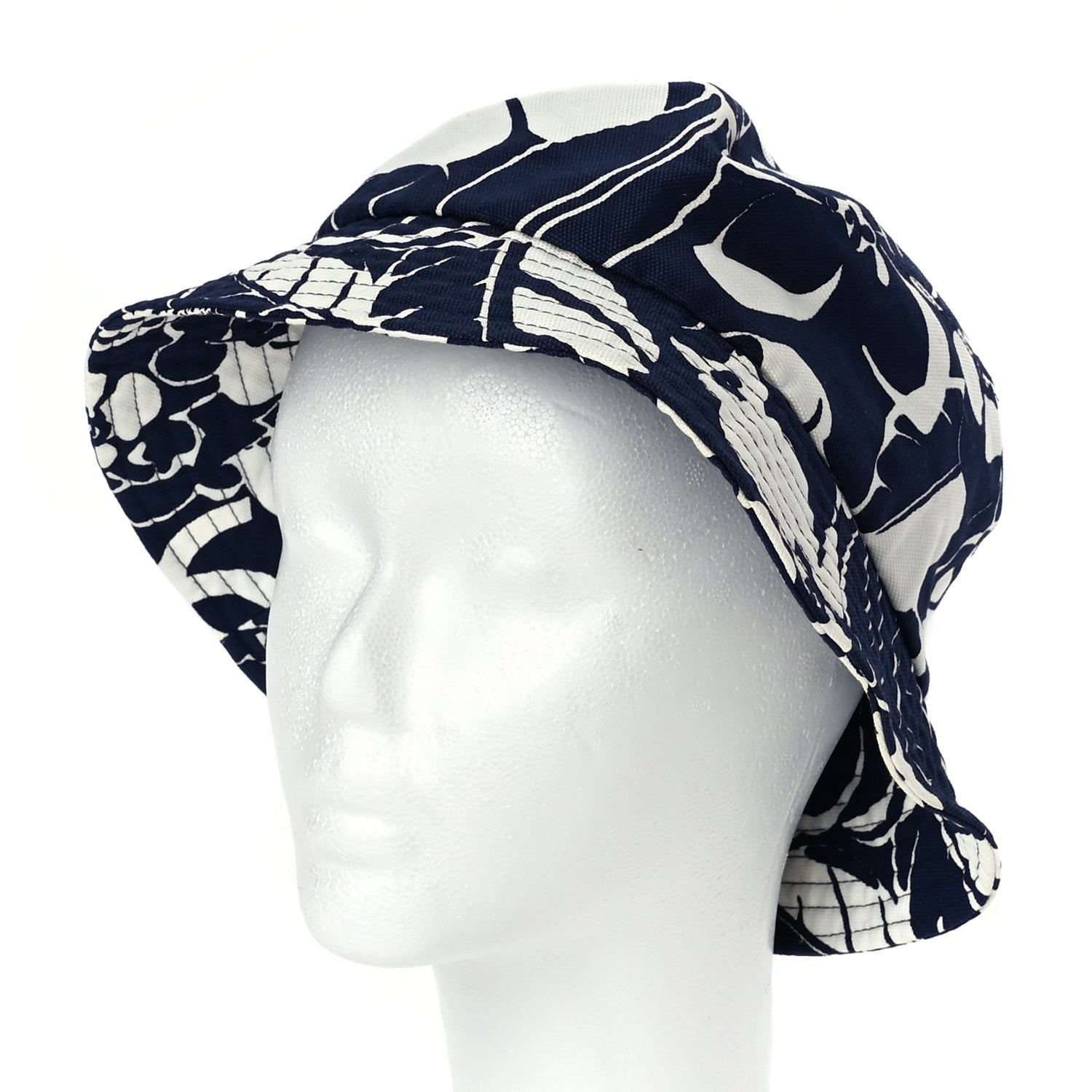 Chanel Cotton Canvas Bucket Hat L Navy Ivory 2 of 8