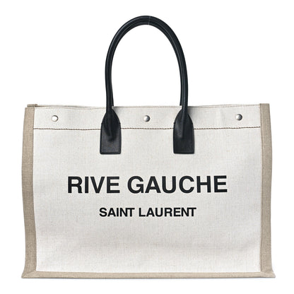 Saint Laurent Linen Calfskin Rive Gauche Tote Optic White 1 of 8