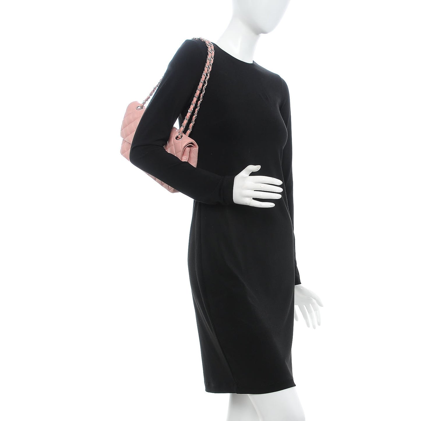 Lambskin Quilted Medium Double Flap Light Pink