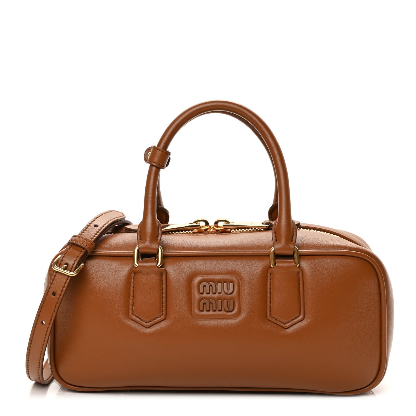 Calfskin Large Arcadie Top Handle Bag Cognac Cognac