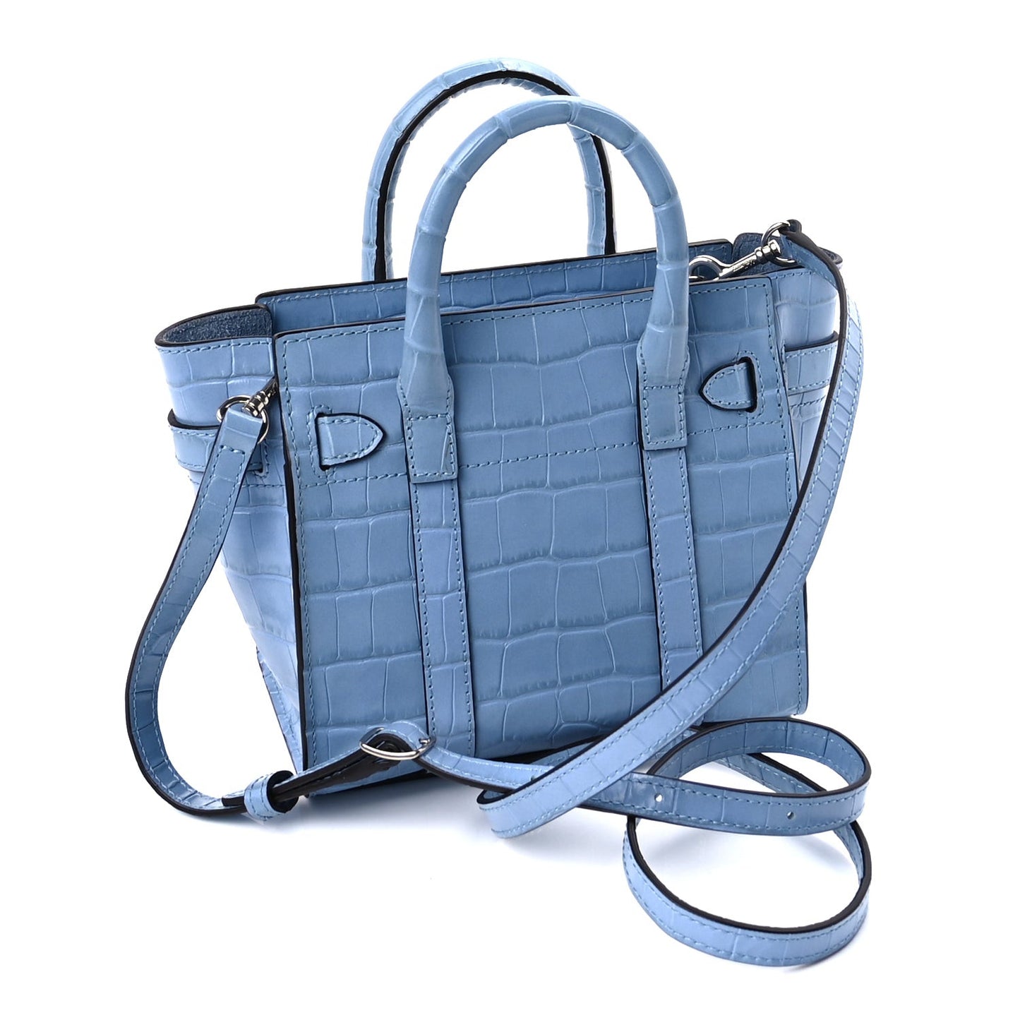 Crocodile Embossed Micro Zipped Bayswater  Light Blue