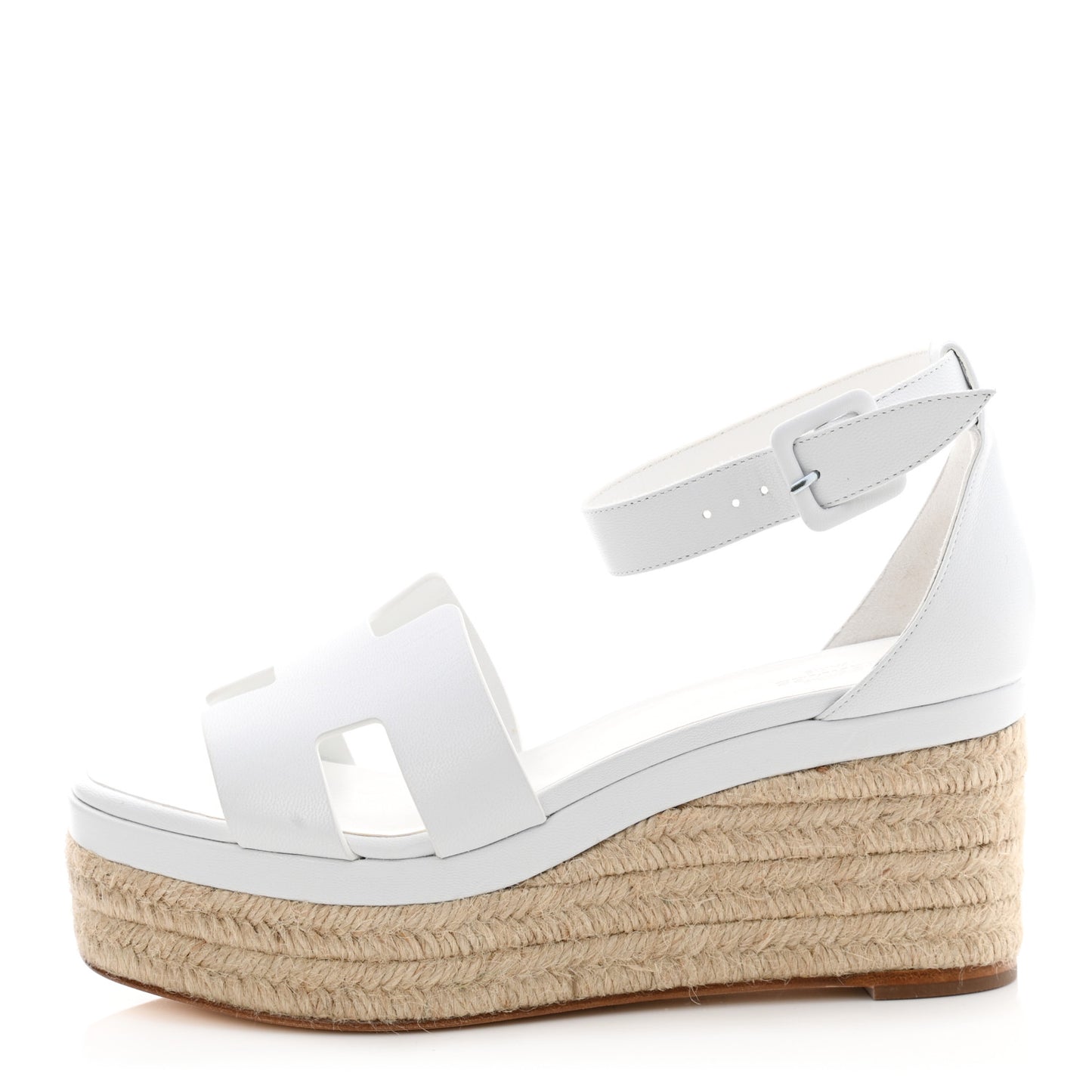 Goatskin Elda Espadrille Wedge Sandals 39 White