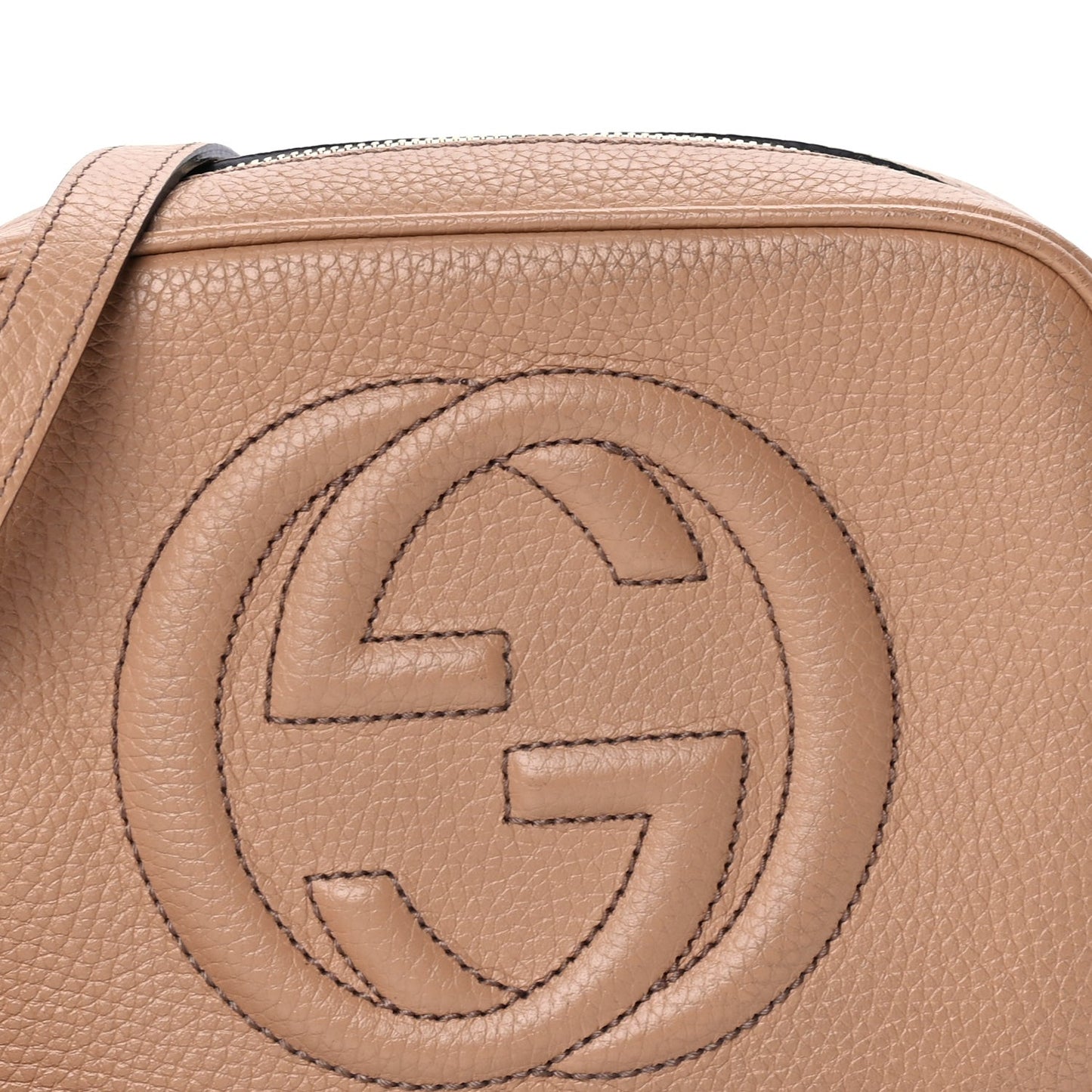 Pebbled Calfskin Small Soho Disco Bag Rose Beige