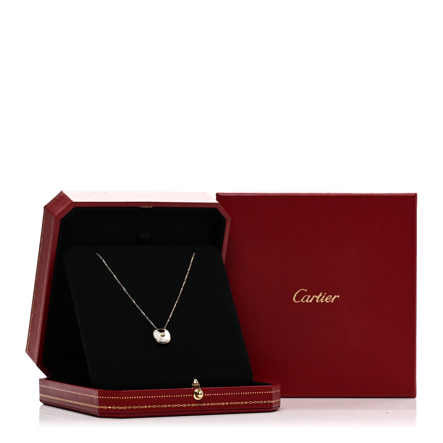 Cartier 18K Yellow Gold Diamond Mother of Pearl XS Amulette de Cartier Pendant Necklace 5 of 5