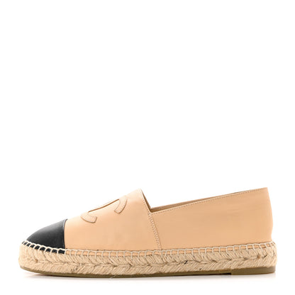 Chanel Lambskin CC Espadrilles 39 Beige Black 1 of 12