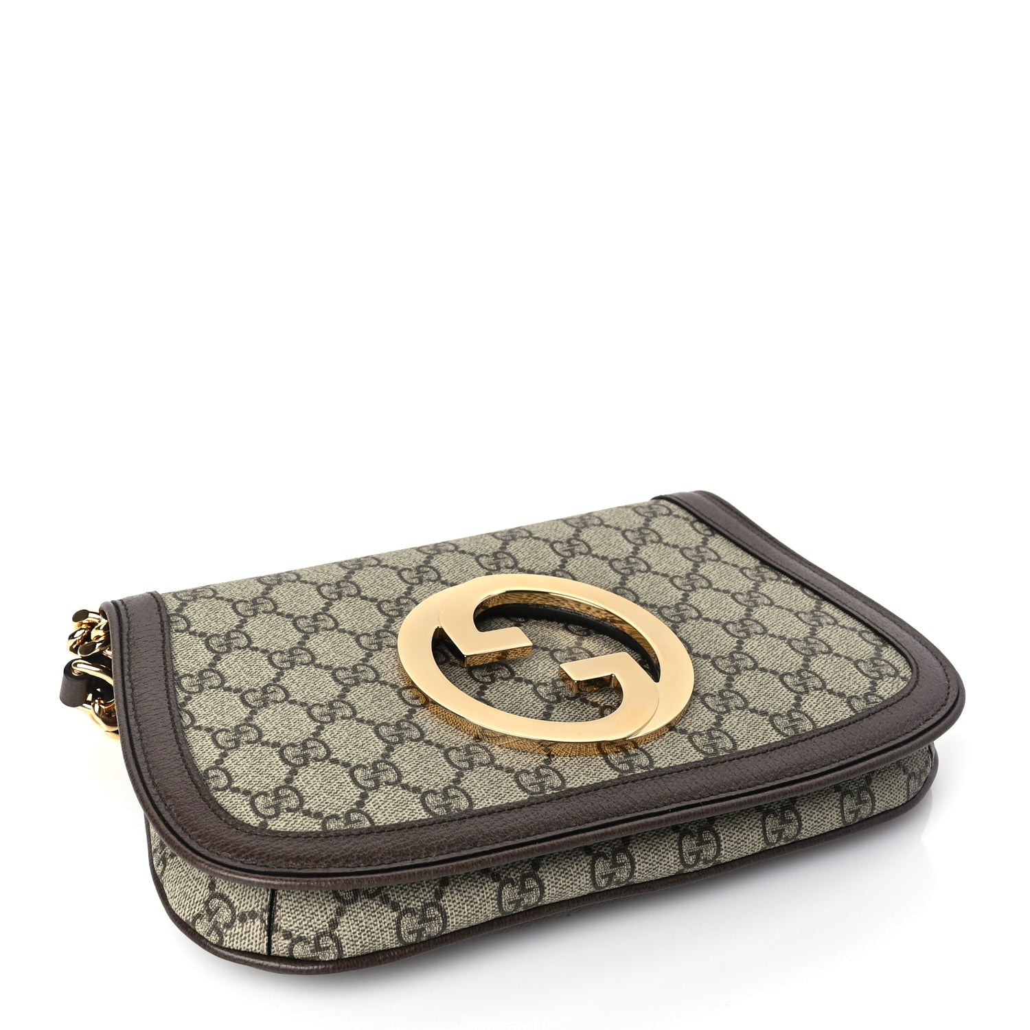 Gucci GG Supreme Monogram Textured Dollar Calfskin Blondie Chain Shoulder Flap Bag Beige Ebony New Acero 3 of 8