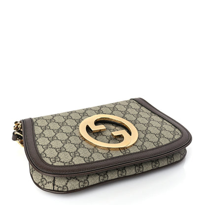 Gucci GG Supreme Monogram Textured Dollar Calfskin Blondie Chain Shoulder Flap Bag Beige Ebony New Acero 3 of 8